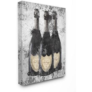 Stupell Champagne Bottles Grey Gold Ink Illustration NoColor 16" x 20"