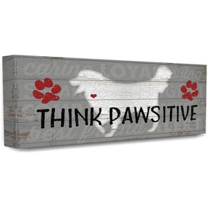 Stupell The Stupell Home Decor Collection Rustic Grey and White Planked Look Think Pawsitive Dogs NoColor 10" x 24"