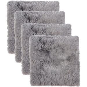 Natural Group Pack of 4 New Zealand Sheepskin Chair Seat Pad Grey NoSize