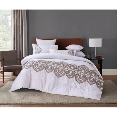 Melange Home Padma Embroidery Cotton Duvet Set Grey King Melange Home Padma Embroidery Cotton Duvet Set Grey King