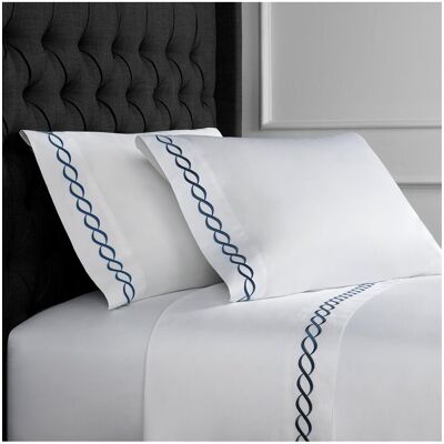 Melange Home 600 Thread Count Rope Embroidered Sheet Set Navy Queen Melange Home 600 Thread Count Rope Embroidered Sheet Set Navy Queen