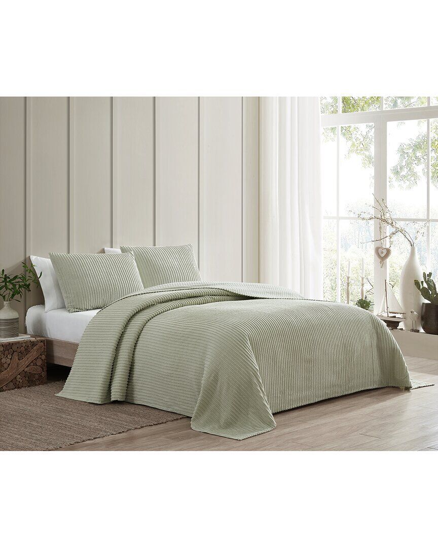 Beatrice Home Fashions Channel Chenille Bedspread Sage Queen