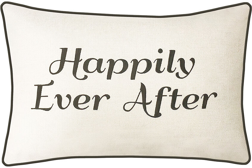 Edie Home Celebrations Embroidered "Happily Ever After" Decorative Pillow Multi 14" x 21" x 6"