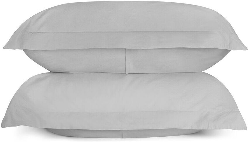 Bombacio Linens Sunset Cloud Grey Brushed Cotton Percale Set of 2 King Pillow Shams Grey Standard/Queen