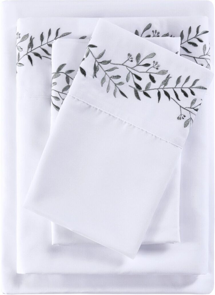 Madison Park Embroidered Sheet Set NoColor Queen