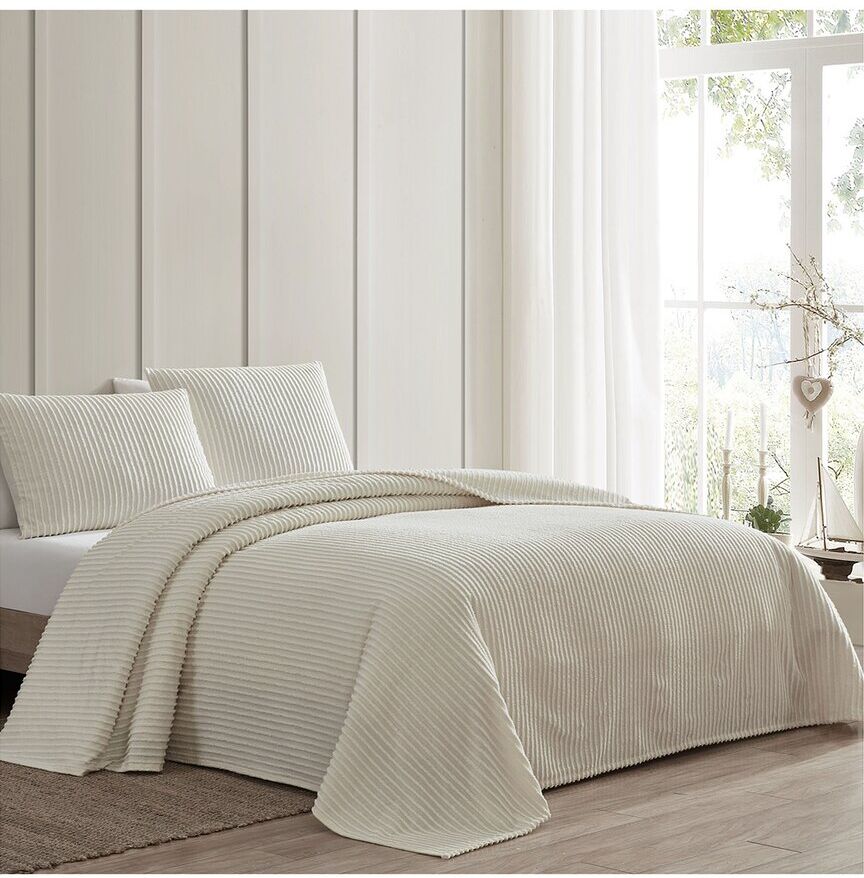 Beatrice Home Fashions Channel Chenille Bedspread Ivory King