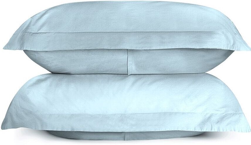 Bombacio Linens Sunset Sky Blue Brushed Cotton Percale Set of 2 Pillow Shams Blue King