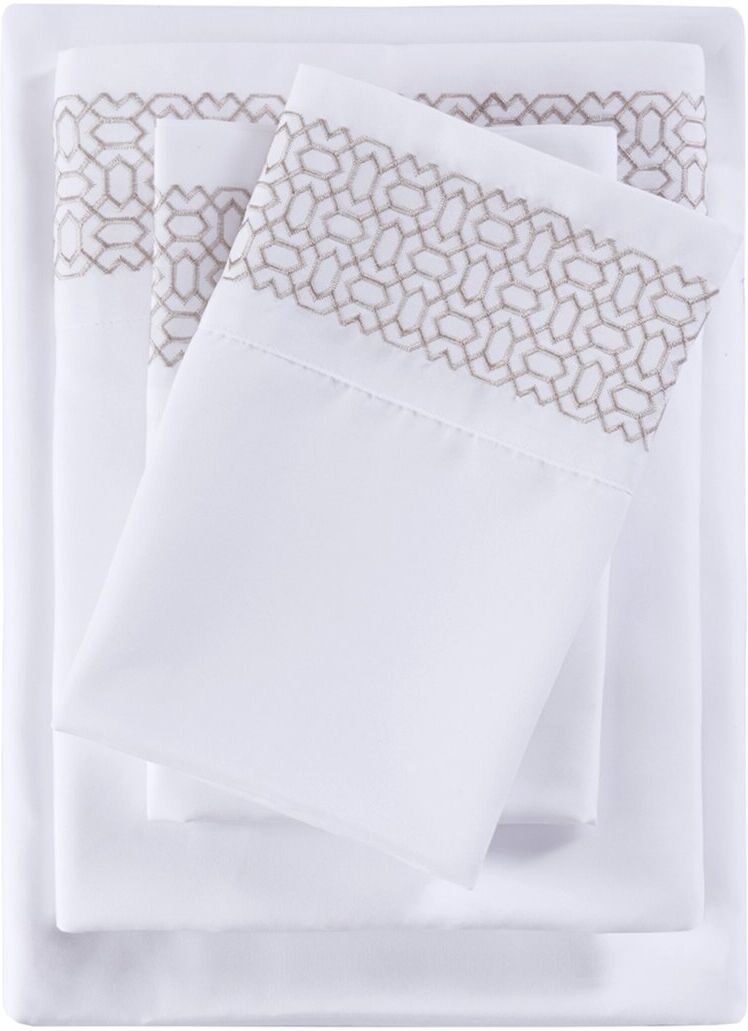 Madison Park Embroidered Sheet Set NoColor Queen