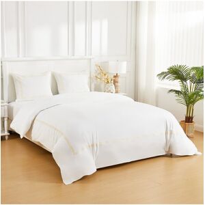 Melange Home Mlange Home Percale Classic Double Border Duvet Set White Full/Queen
