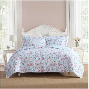 Laura Ashley 136 Thread Count Blissful Dream Cotton Reversible Quilt Set NoColor Full/Queen