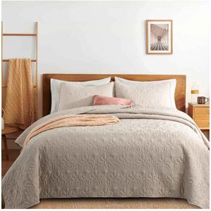 Unikome Quilted Reversible Coverlet Set Khaki King