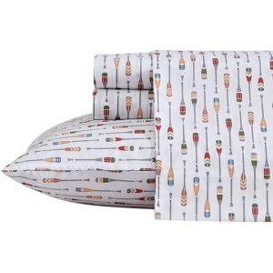 Eddie Bauer Canoe Lake Paddle 100% Cotton Percale Sheet Set White Twin