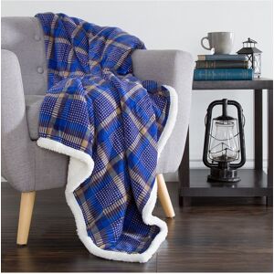 Lavish Home Fleece Sherpa Blue Beige Throw Blanket Beige 50" x 60"