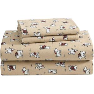 Laura Ashley Holiday Scottie Cotton Flannel Sheet Set NoColor King