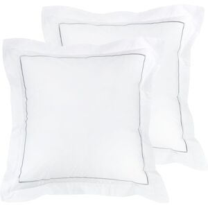 Melange Home Mlange Home 300TC Percale Cotton Single Marrow Embroidered Shams Grey Euro