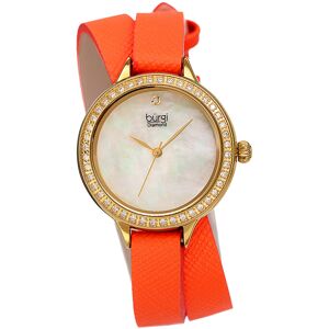 Brgi Burgi Women's Safiano Pattern Genuine Leather Double Wrap Strap Diamond Watch NoColor NoSize