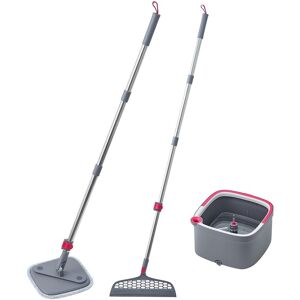 True & Tidy True Clean Mop & Bucket System with Silicone Floor Sweeper Deluxe Set NoColor NoSize