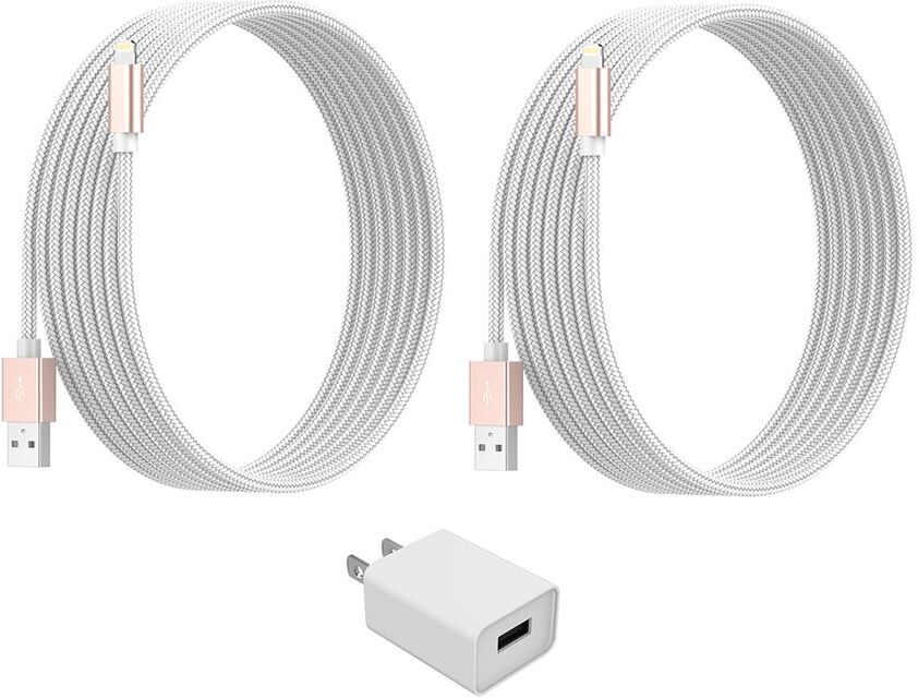 Posh Tech 2-Pack Braided Lightning To USB Charge & Sync Cable White NoSize