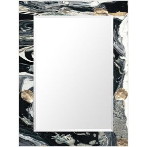 Empire Art Direct Ebony & Ivoryrectangular Beveled Mirror On Free Floating Printed Tempered Art Glass Multi NoSize