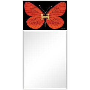 Empire Art Direct Designer Butterfly Rectangular Beveled Mirror On Free Floating Printed Tempered Art Glass Multi NoSize