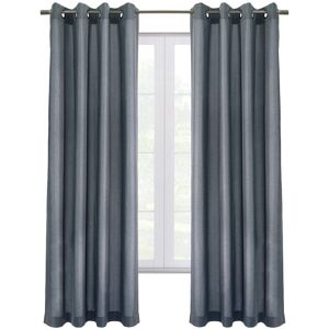 Thermaplus Grommet Top Textured Curtain Single Panel Blue 52X95