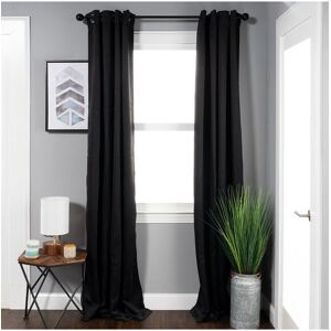 Superior Solid Insulated Thermal Blackout Grommet Curtain Panel Set Black 52" x 84"