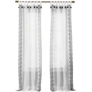 Elrene Shilo Boho Sheer Tab Top Curtain Black 52x84