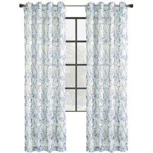Habitat Jenny Sheer Botanical Print Grommet Curtain Panel Grey 95"L x 52"W