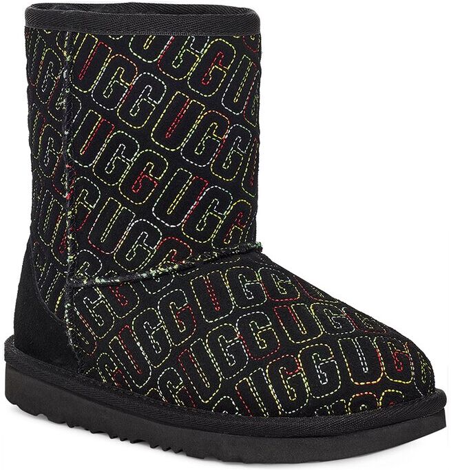 UGG Graphic Stitch Suede Kid's Boot Black 2K