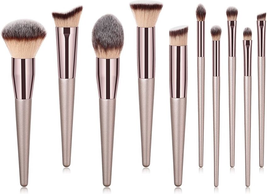 Amore Paris Amor Paris Professional Coffee-Colored Glow 10pc Makeup Brush Set NoColor NoSize