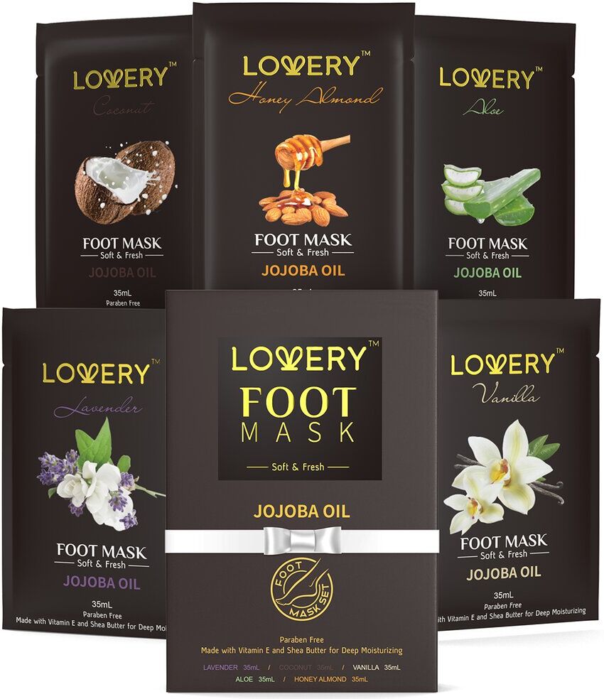 Lovery Foot Masks With Vitamin E, Shae Butter & Jojoba Oil, Deep Conditioning Black NoSize