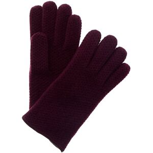 Portolano Honeycomb Leather-Trim Cashmere Gloves Black NoSize