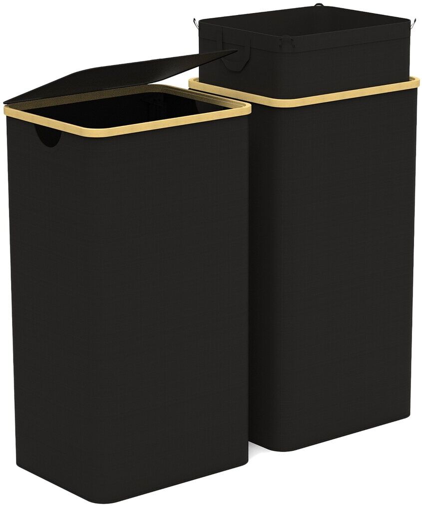 Fresh Fab Finds 2pc Collapsible Laundry Hamper With Lid Handle Black NoSize