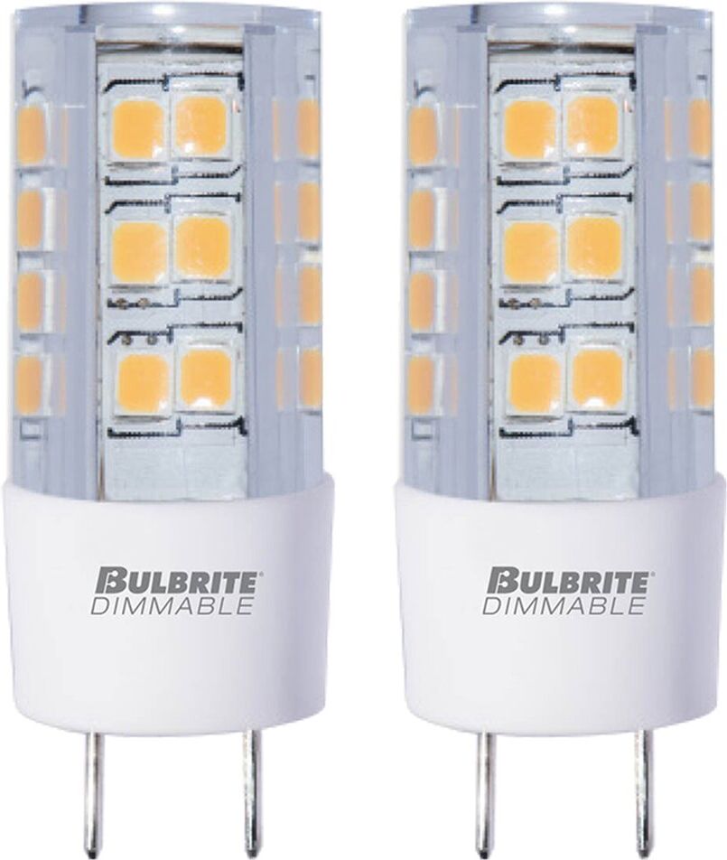 Bulbrite LED Mini T4 Dimmable Bi-Pin Base (Gy8) Light Bulb 40 Watt, Clear 2-Pack NoColor NoSize