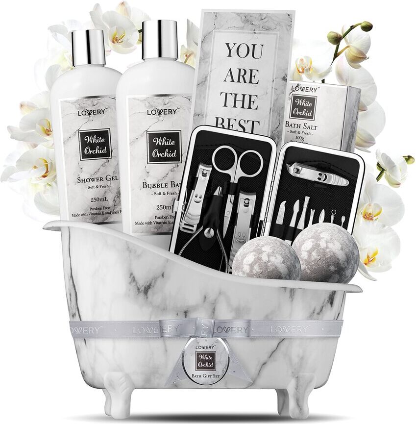 Lovery White Orchid Self Care Bath Gift Basket, 20pc Beauty & Personal Care Kit NoColor NoSize