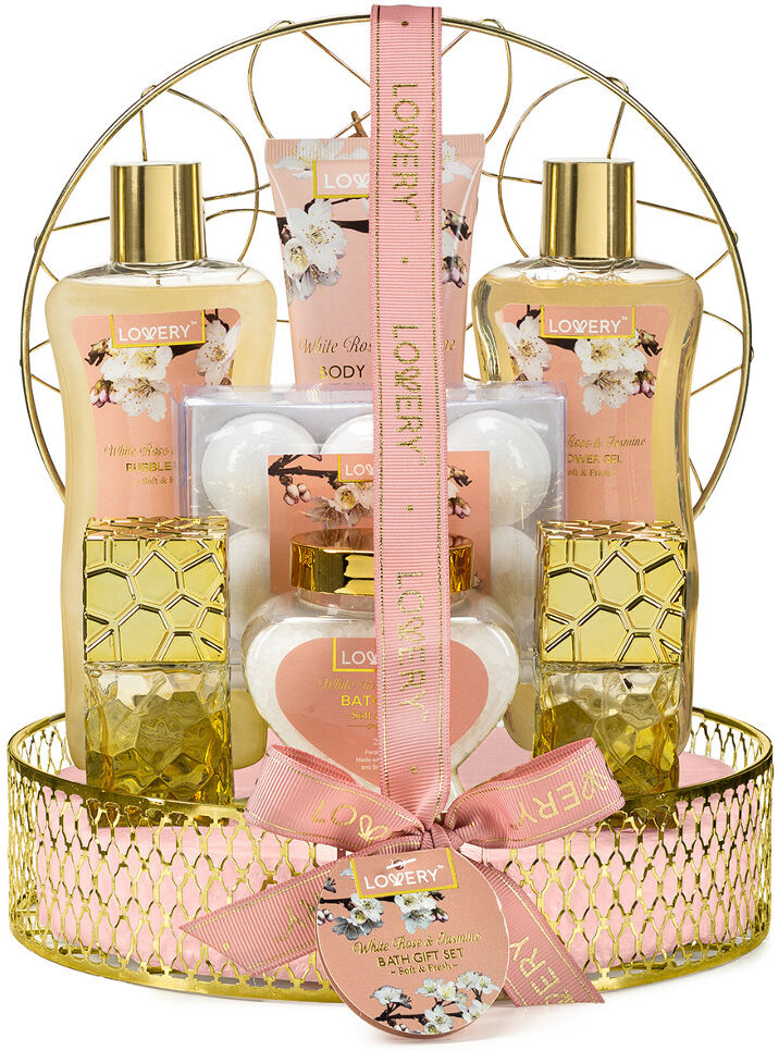 Lovery Bath And Body Gift Basket - White Rose & Jasmine Perfume 13Pc Set NoColor NoSize