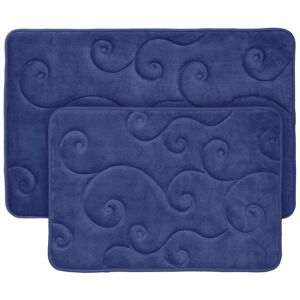 Lavish Home 2P Memory Foam Bath Mat Set Navy 2 pc