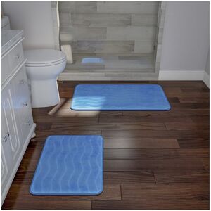 Lavish Home 2Pc Soft Memory Foam Bath Mat Set Blue 2 pc