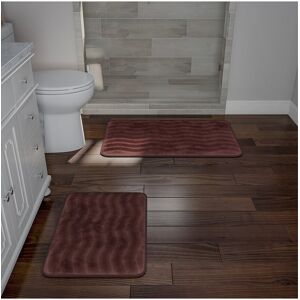 Lavish Home 2Pc Soft Memory Foam Bath Mat Set Brown 2 pc