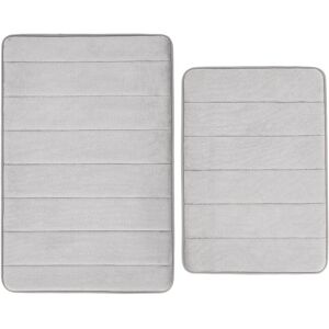 Truly Soft Solid Memory Foam Set of 2 Bath Rug Grey set of 2