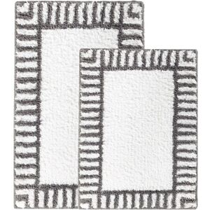 Superior Set of 2 Inaya Striped Shag Washable Bath Rug White Medium