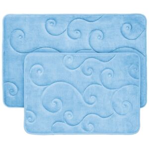 Lavish Home 2P Memory Foam Bath Mat Set Blue 2 pc
