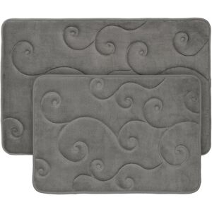 Lavish Home 2P Memory Foam Bath Mat Set Platinum 2 pc