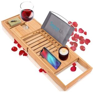 SereneLife Luxury Bamboo Bathtub Caddy Tray Brown NoSize