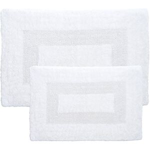 Lavish Home 2Pc Cotton Plush Bathroom Mat Rug Set White 2 pc