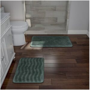 Lavish Home 2Pc Soft Memory Foam Bath Mat Set Green 2 pc