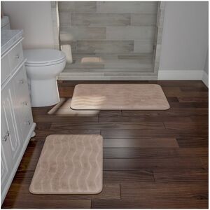 Lavish Home 2Pc Soft Memory Foam Bath Mat Set Taupe 2 pc
