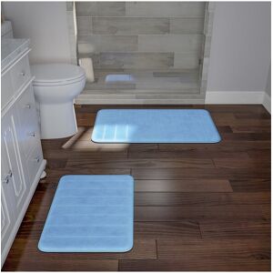 Lavish Home 2Pc Memory Foam Quick Dry Bath Mat Blue 2 pc