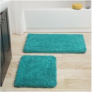 Lavish Home 2Pc Memory Foam Shag Bath Mat Green 2 pc