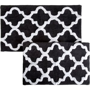 Lavish Home Cotton Plush 2Pc Bath Mat Set Black 2 pc